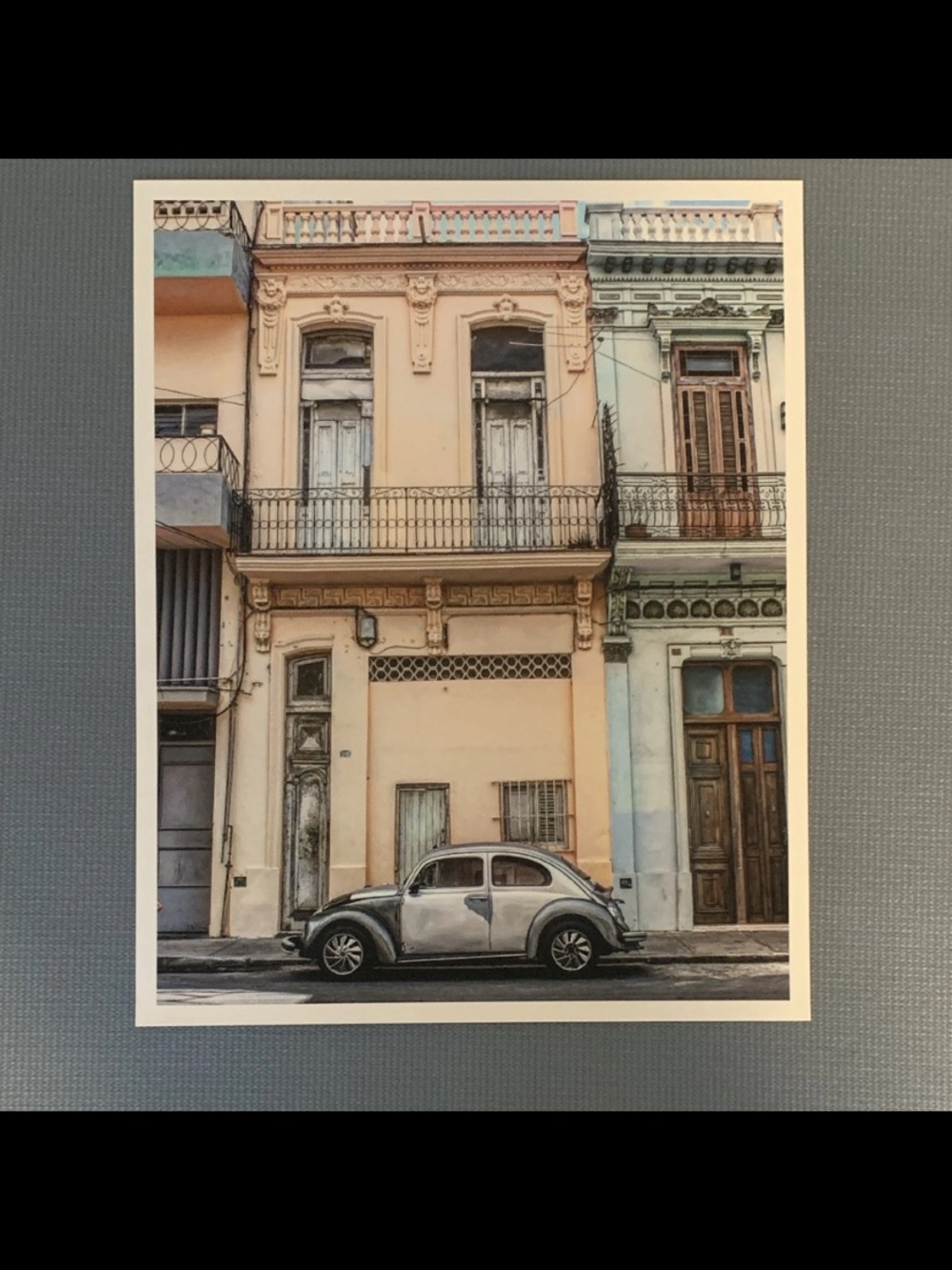 Large 20” x 16” Havana, Cuba Street Architecture VW Beetle Photography Print
